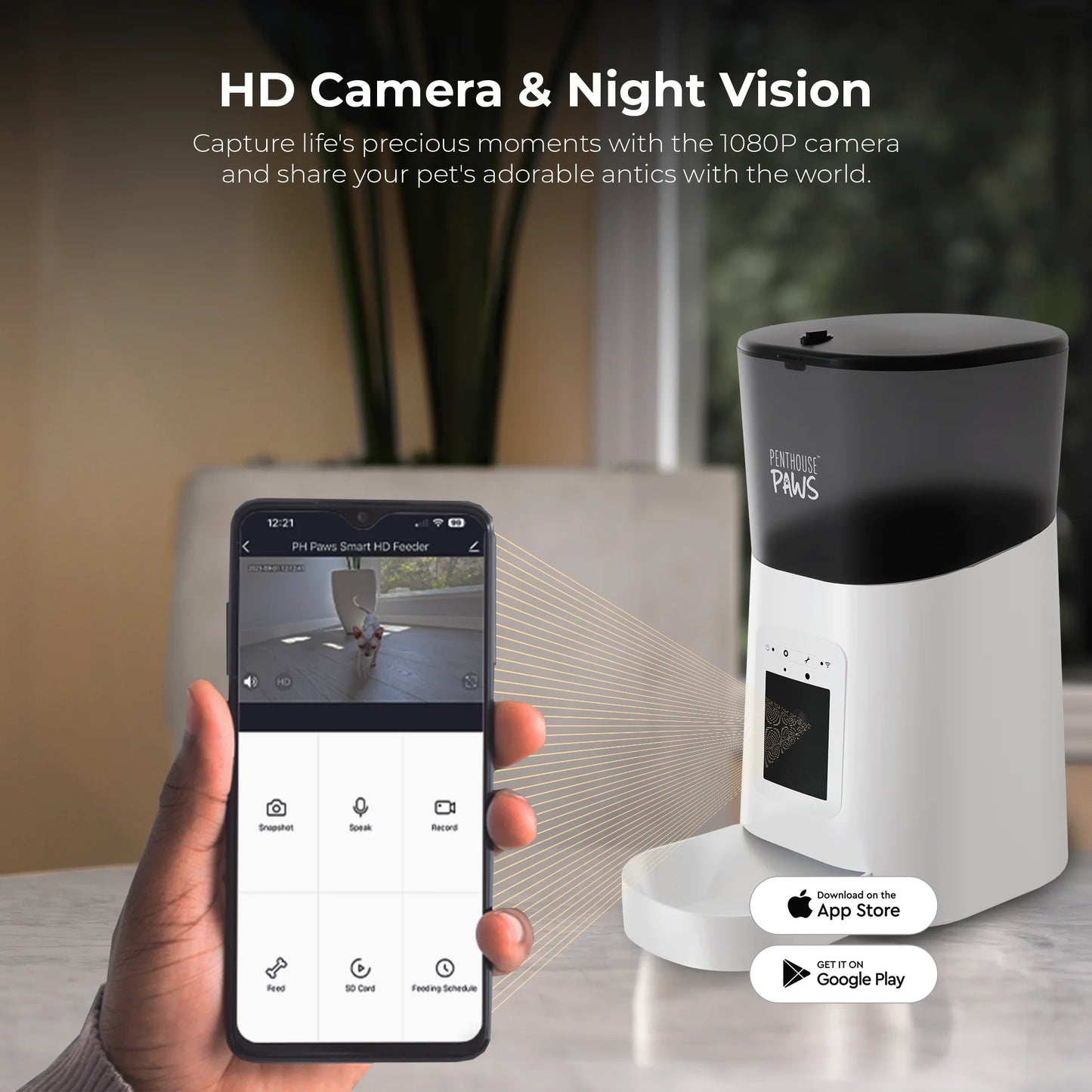 ® Smart Wifi Automatic Cat Feeder with Camera, 6L White