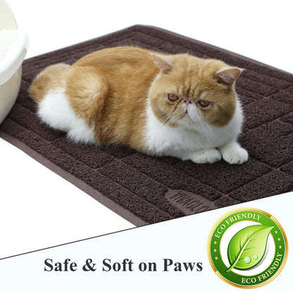 Cat Litter Mat for Catching Litter, Cats Litter Rug Catcher, Waterproof Pet Feeding Food Mats for Kitty Dog Small Animals, Non-Toxic Safety for Pets, Brown-Modern Pattern