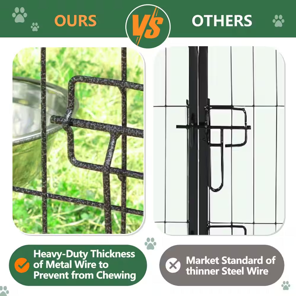 10 Ft. X 10 Ft. Outdoor Large Dog Kennel Pet Playpen with Rotating Feeding Door and Cover