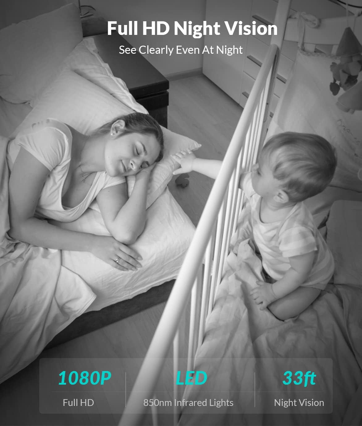 Indoor Camera, 1080P FHD 2.4Ghz Wifi Pet Camera, Home Camera for Pet/Baby, Dog Camera 2-Way Audio, Indoor Security Camera Night Vision, AI Human Detection, Cloud Storage/Tf Card, White