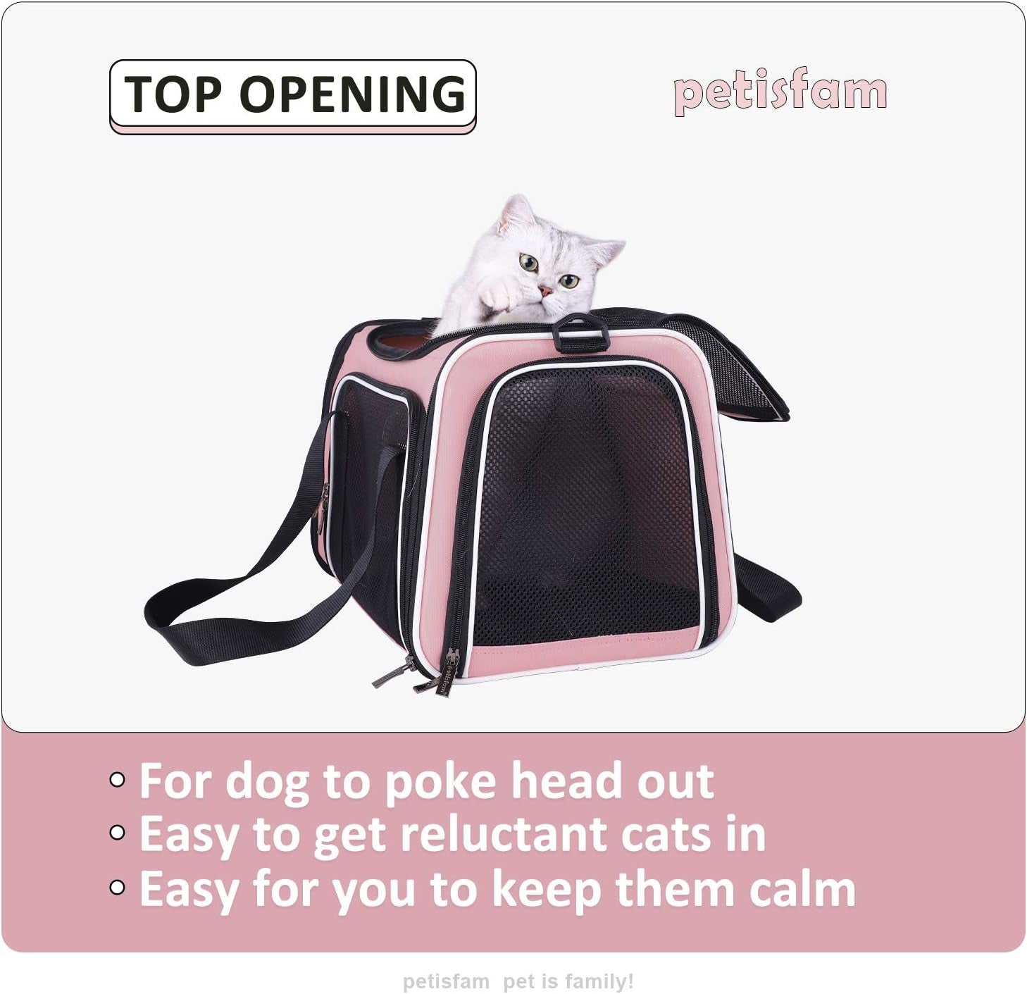 Soft Pet Carrier for Medium Cats and Small Dogs with Cozy Bed, 3 Doors, Top Entrance | Airline Approved, Escape-Proof, Breathable, Leak-Proof, Easy Storage (Pink)