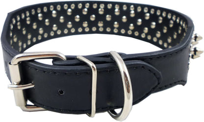 Faux Leather Spiked Studded Dog Collar Pet Collar Pitbull, Boxer Black S