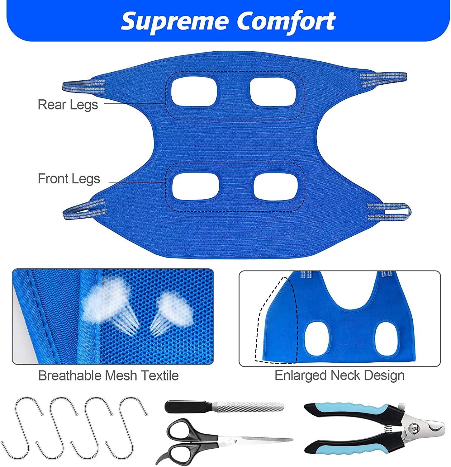 Pet Grooming Hammock for Small Dogs & Cats with Nail Clippers/Nail Trimmers/Grooming Scissors, Dog Grooming Harness for Nail Trimming, Pet Grooming Sling Helper