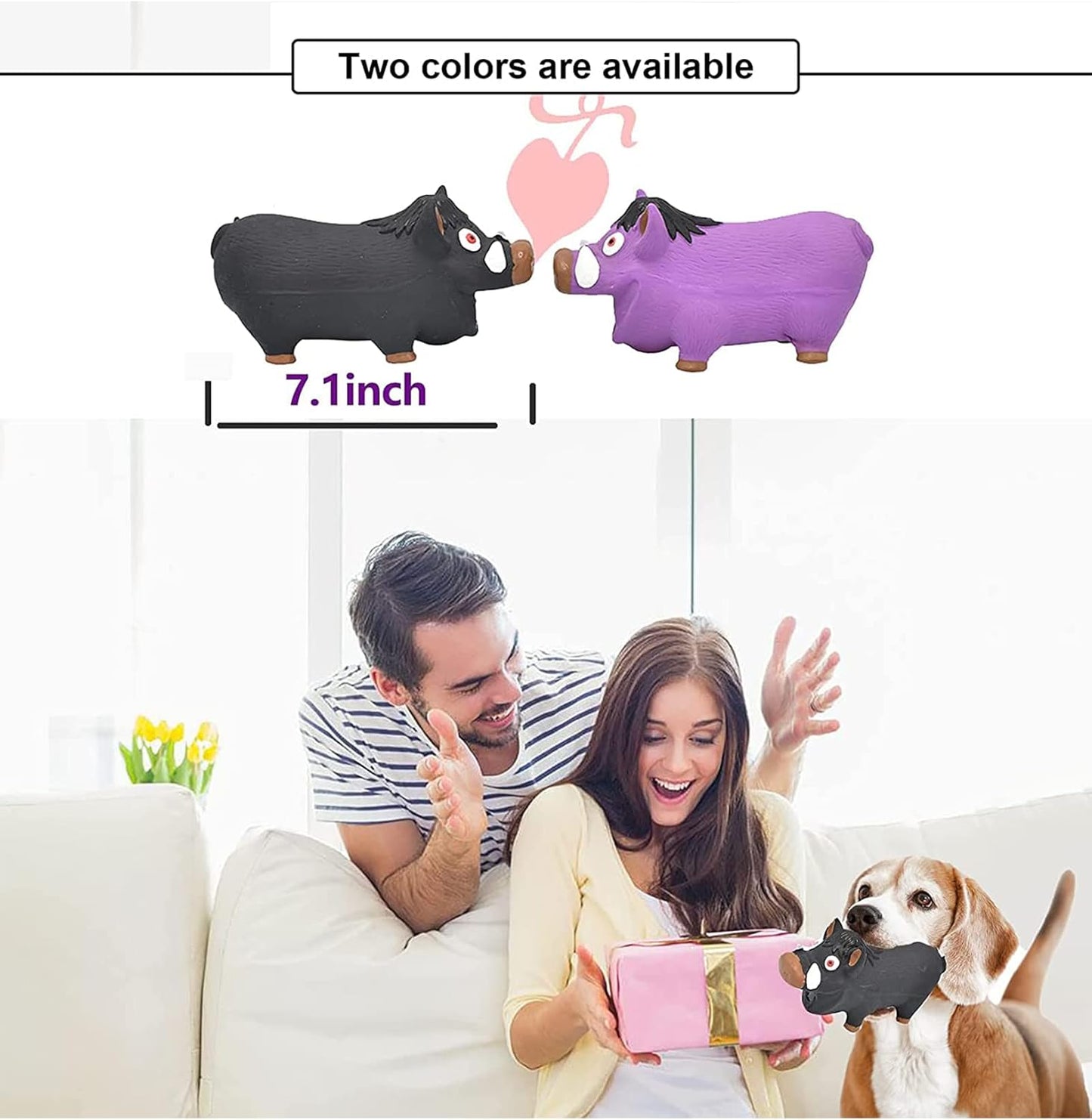 Squeaky Dog Toys for Aggressive Chewers, Dog Toys That Oinks, 2 Pack Latex Pig Dog Toys, Squeaky Chew Toys for Small Medium Large Dogs Small Breed Large Breed Dogs