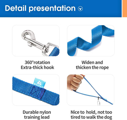 15/20/30/50/100 Ft Long Dog Training Leash with Clickers for Small, Medium and Large Dogs or Cats (50 Feet, Blue)