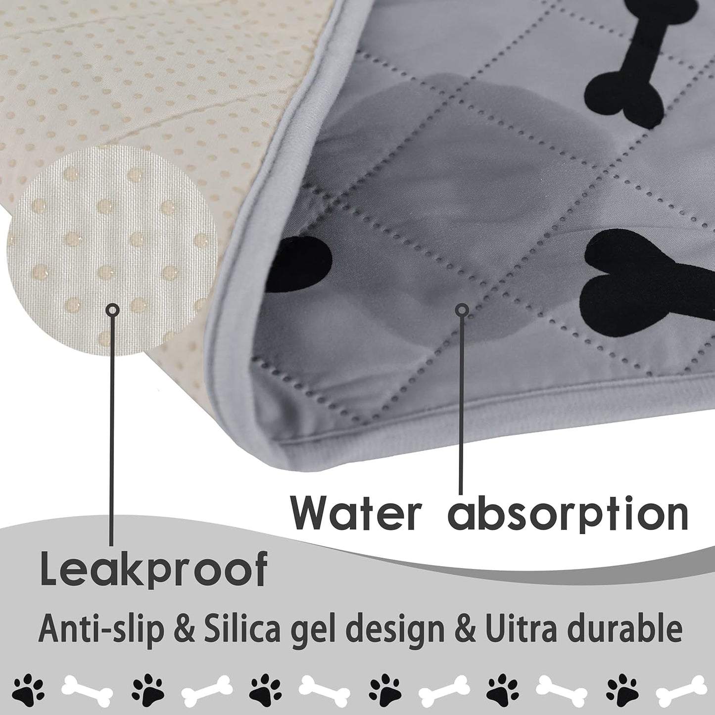 Waterproof Blankets Dog Bed Covers for Larges Dogs, Water Absorb Training Pads (6882 Gray)