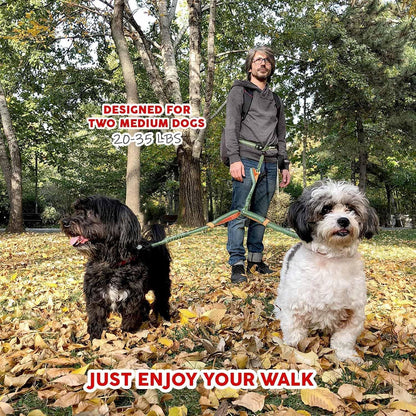 Exquisite Hands-Free Leash for Two Medium Dogs – Perfect for Active Pet Owners – Comfortable, Durable & Ideal for Running, Walking, Hiking – Premium Dual Waist Lead with Bungee – Must-Have Dog Gear