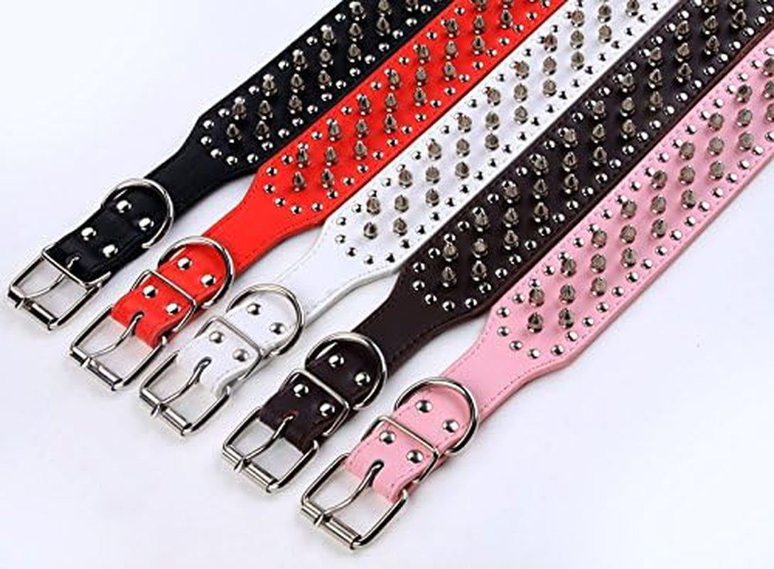 Faux Leather Spiked Studded Dog Collar Pet Collar Pitbull, Boxer Black S