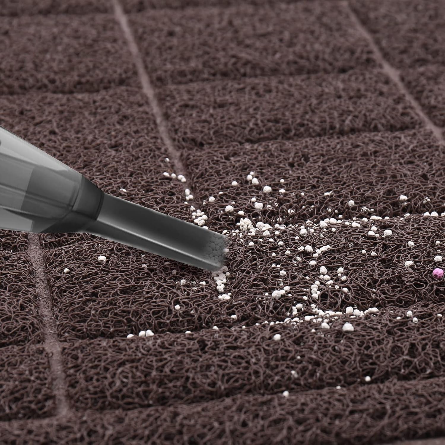 Cat Litter Mat for Catching Litter, Cats Litter Rug Catcher, Waterproof Pet Feeding Food Mats for Kitty Dog Small Animals, Non-Toxic Safety for Pets, Brown-Modern Pattern