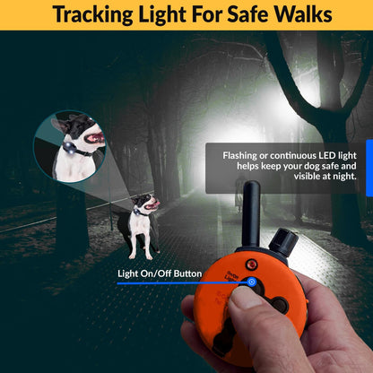 E-Collar Humane Dog Training Collar with Remote, 100 Safe Tapping Stimulation Levels, Night Light, Waterproof, Rechargeable, 1 Mile 2 Large Dogs, Orange