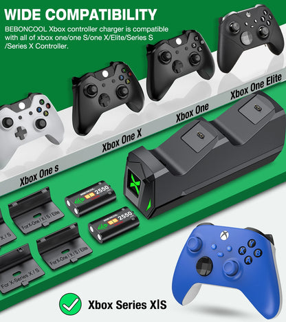 Charger Dock For Xbox One X/S/Elite Controller Charger For Xbox One Controller 5520 mWh Rechargeable Batteries for Xbox Series