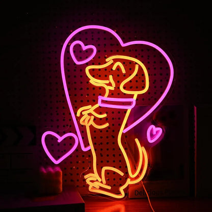 Animal Love Dog Neon Sign Puppy Dimmable LED Neon Light Sign for Wall Decor Room Party Pet Shop Bedroom Decor Birthday Art Gift