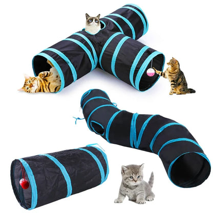 Wear-resistant Cat Play Tunnel Foldable Pet Animal Tunnels with Crinkle Playing Toy for Cats Guinea Pig Rabbits