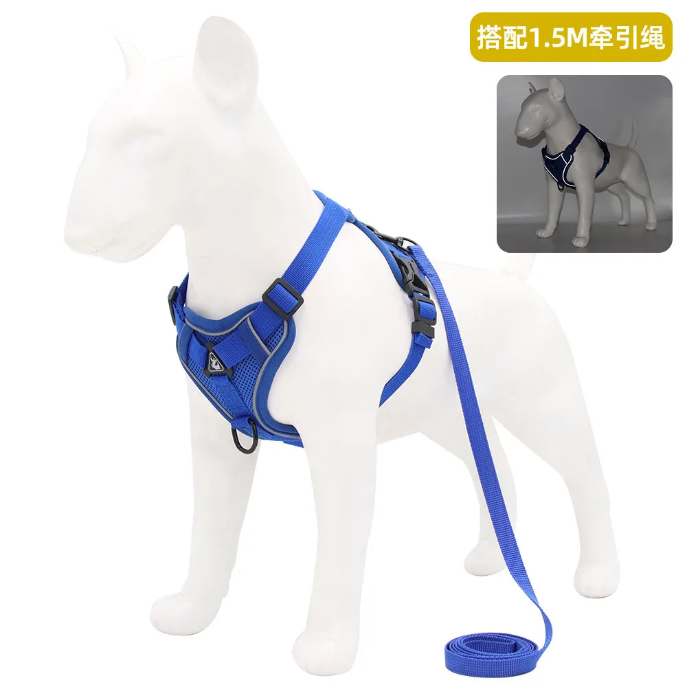 Cat Dog Collar Harness Lead Escape Proof Breathable Leash for Walking Outdoor Easy Control Pet Dog Cat Leash Reflective Harness