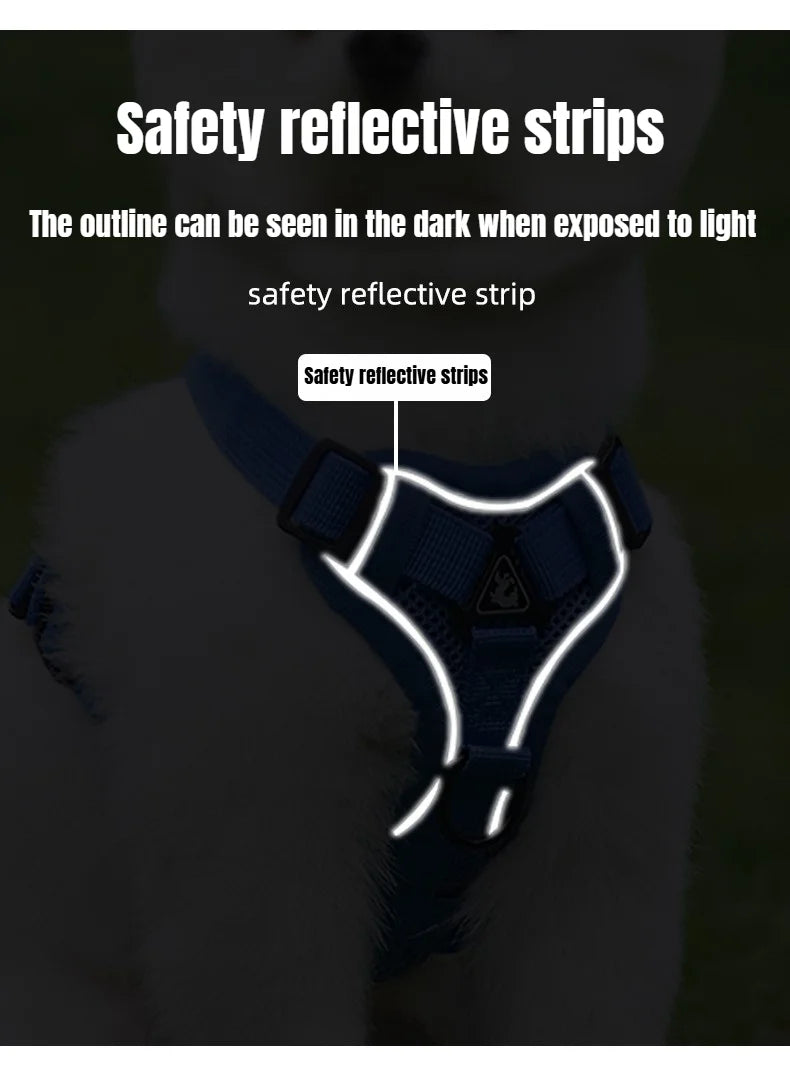 Cat Dog Collar Harness Lead Escape Proof Breathable Leash for Walking Outdoor Easy Control Pet Dog Cat Leash Reflective Harness