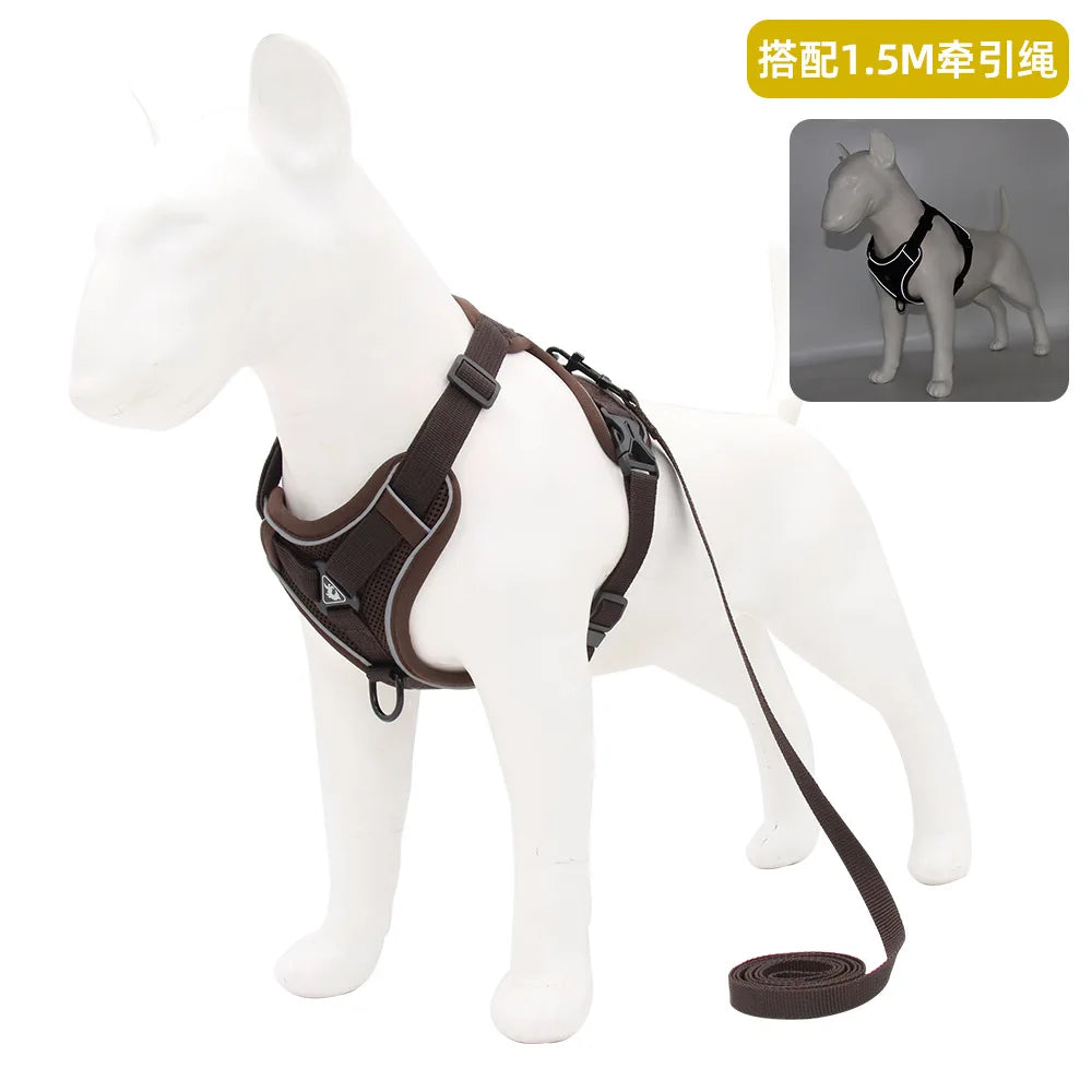 Cat Dog Collar Harness Lead Escape Proof Breathable Leash for Walking Outdoor Easy Control Pet Dog Cat Leash Reflective Harness