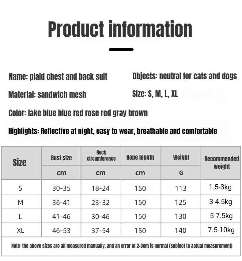 Cat Dog Collar Harness Lead Escape Proof Breathable Leash for Walking Outdoor Easy Control Pet Dog Cat Leash Reflective Harness