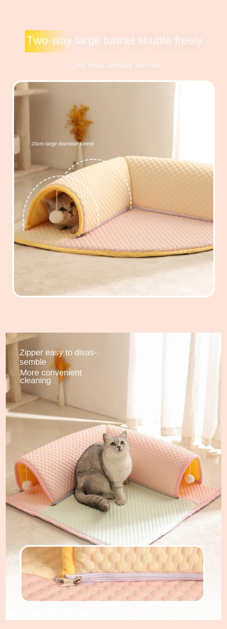 50x50cmSummer Pet Ice Cushion Cat Tunnel Toy Closed Cat Nest Dog Nest Heat Relieving Comfortable Soft and Breathable Mat Pet Bed