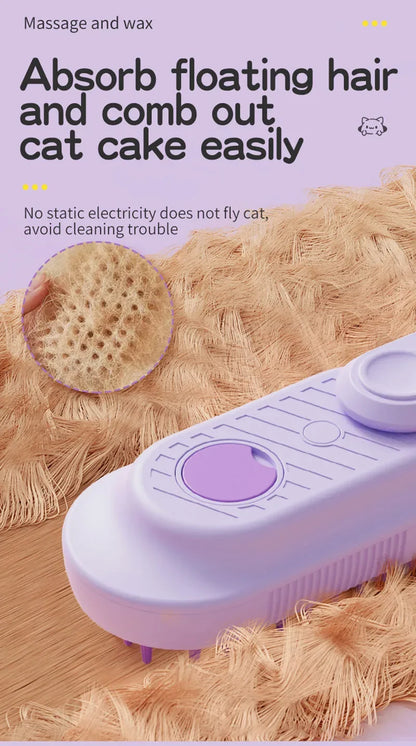 Steamed dog brush with essential oil Electric Spray Cat Hair Brush 3 in1 Dog Steamer Brush for Massage Pet Grooming Removing