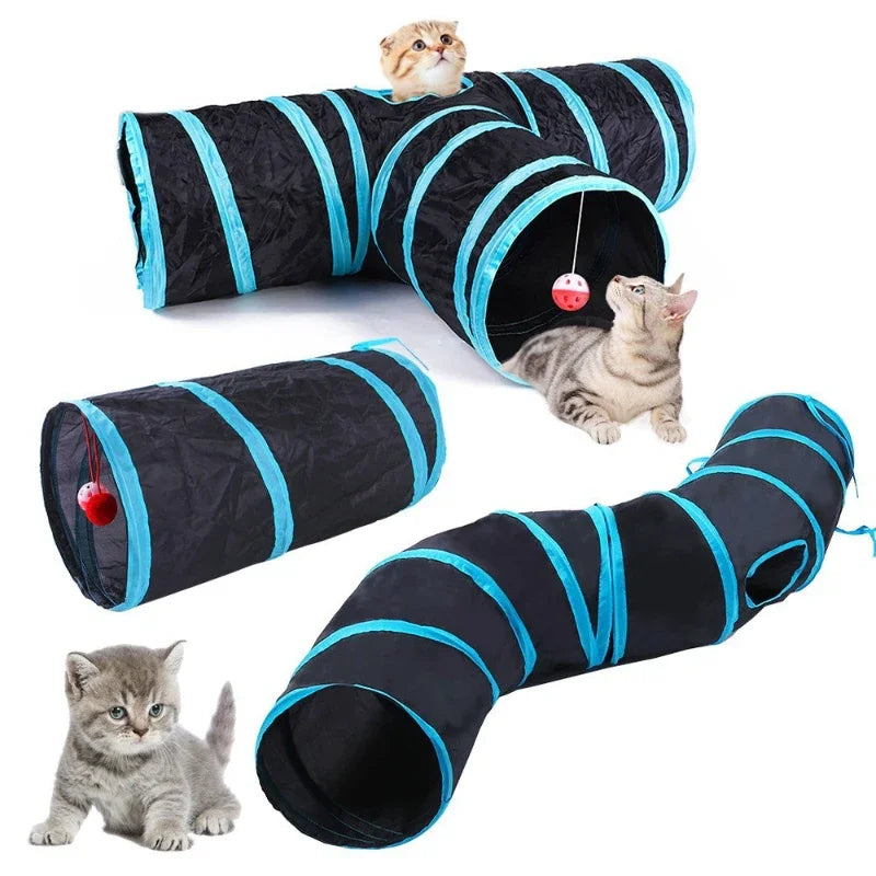 Wear-resistant Cat Play Tunnel Foldable Pet Animal Tunnels with Crinkle Playing Toy for Cats Guinea Pig Rabbits