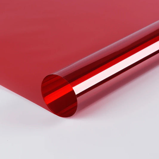 Red PET Decorative Colored Transpant Self-adhesive Glass Decorative Solar Window UV Protection Heat Resistant Film For Building