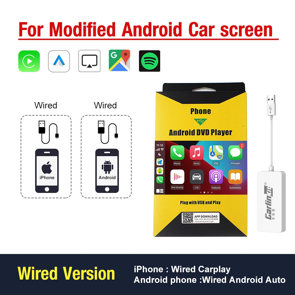 Hot Sale CarlinKit USB Wireless&Wired CarPlay Dongle Android Auto AI Box Mirrorlink Car Multimedia Player Bluetooth Auto Connect
