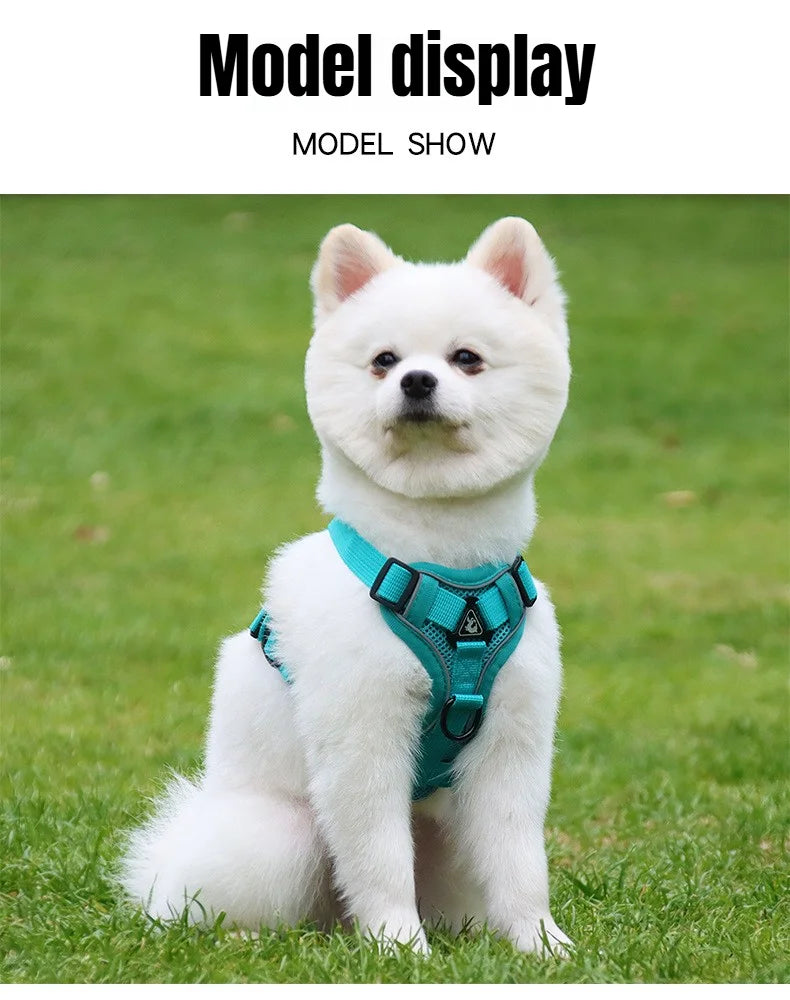 Cat Dog Collar Harness Lead Escape Proof Breathable Leash for Walking Outdoor Easy Control Pet Dog Cat Leash Reflective Harness