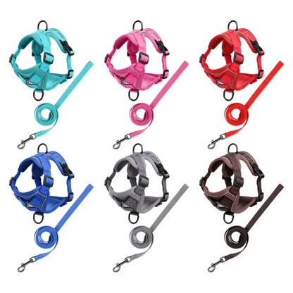 Cat Dog Collar Harness Lead Escape Proof Breathable Leash for Walking Outdoor Easy Control Pet Dog Cat Leash Reflective Harness