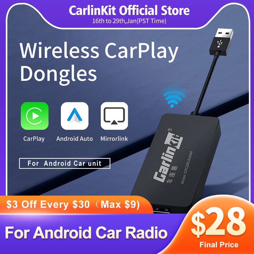 Hot Sale CarlinKit USB Wireless&Wired CarPlay Dongle Android Auto AI Box Mirrorlink Car Multimedia Player Bluetooth Auto Connect