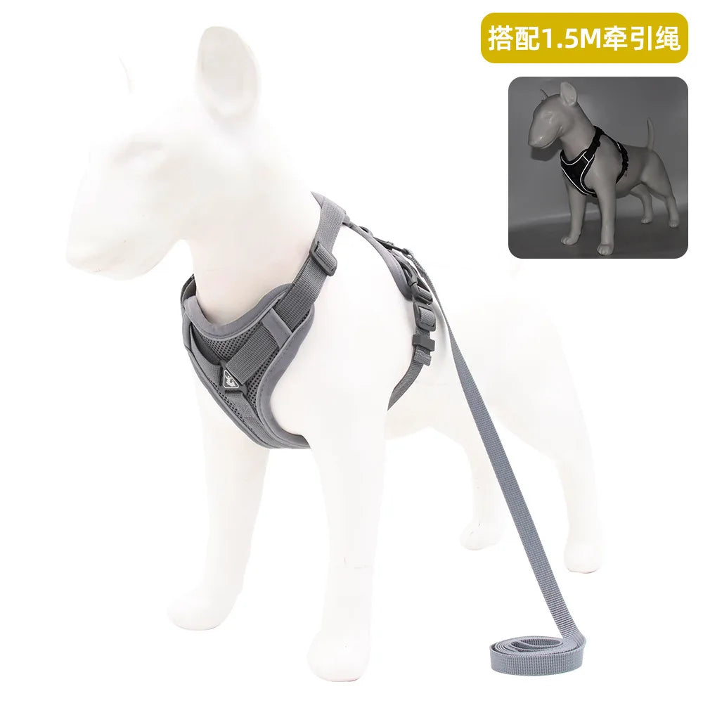 Cat Dog Collar Harness Lead Escape Proof Breathable Leash for Walking Outdoor Easy Control Pet Dog Cat Leash Reflective Harness