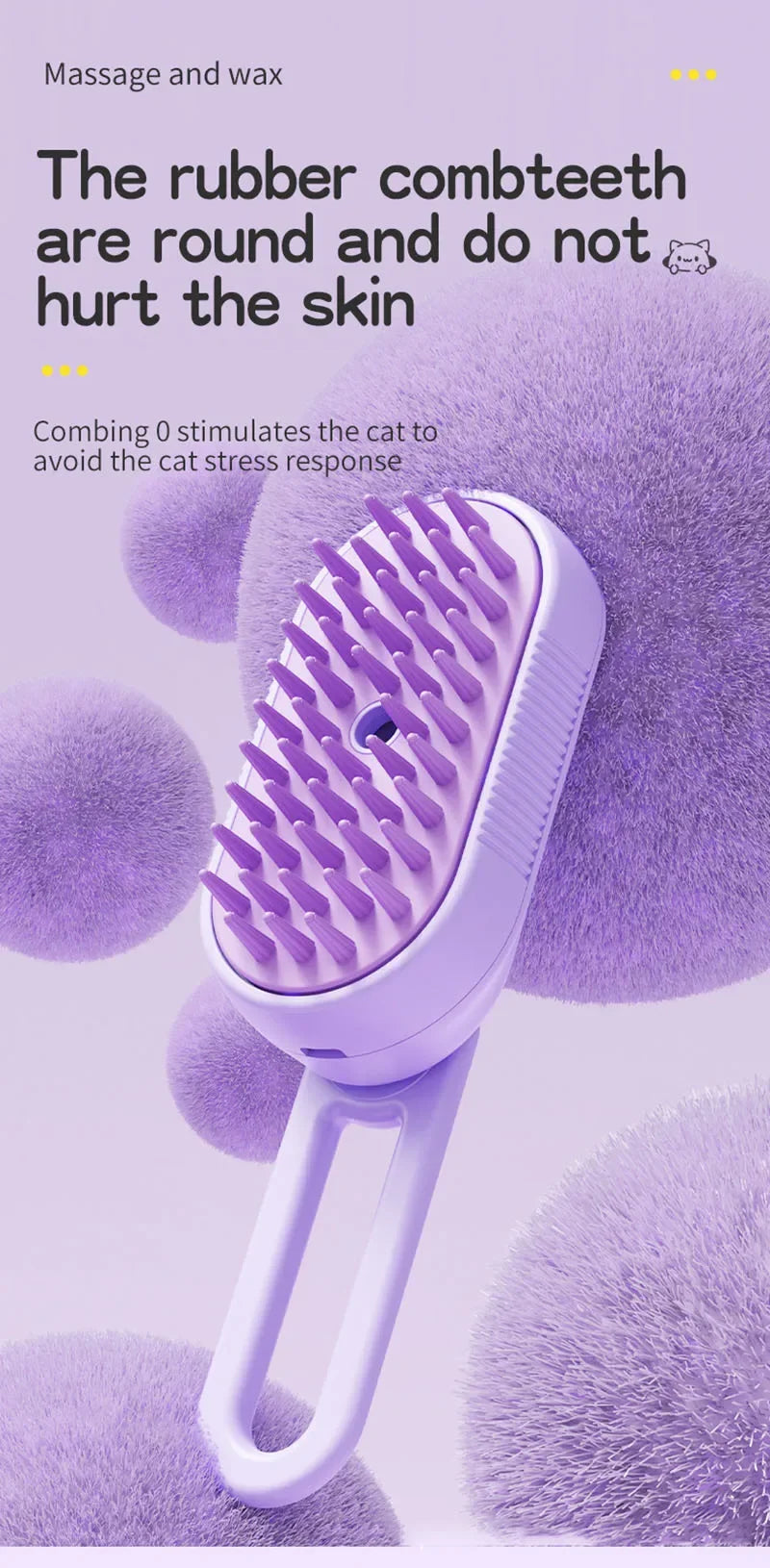 Steamed dog brush with essential oil Electric Spray Cat Hair Brush 3 in1 Dog Steamer Brush for Massage Pet Grooming Removing