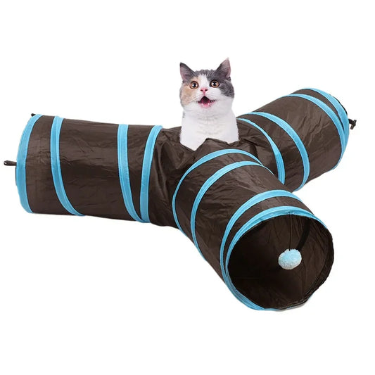 Wear-resistant Cat Play Tunnel Foldable Pet Animal Tunnels with Crinkle Playing Toy for Cats Guinea Pig Rabbits