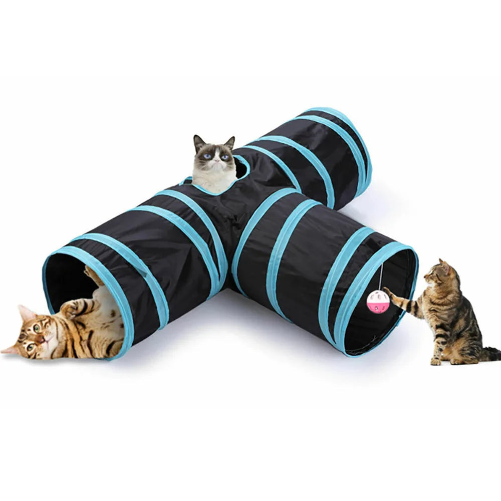 Wear-resistant Cat Play Tunnel Foldable Pet Animal Tunnels with Crinkle Playing Toy for Cats Guinea Pig Rabbits