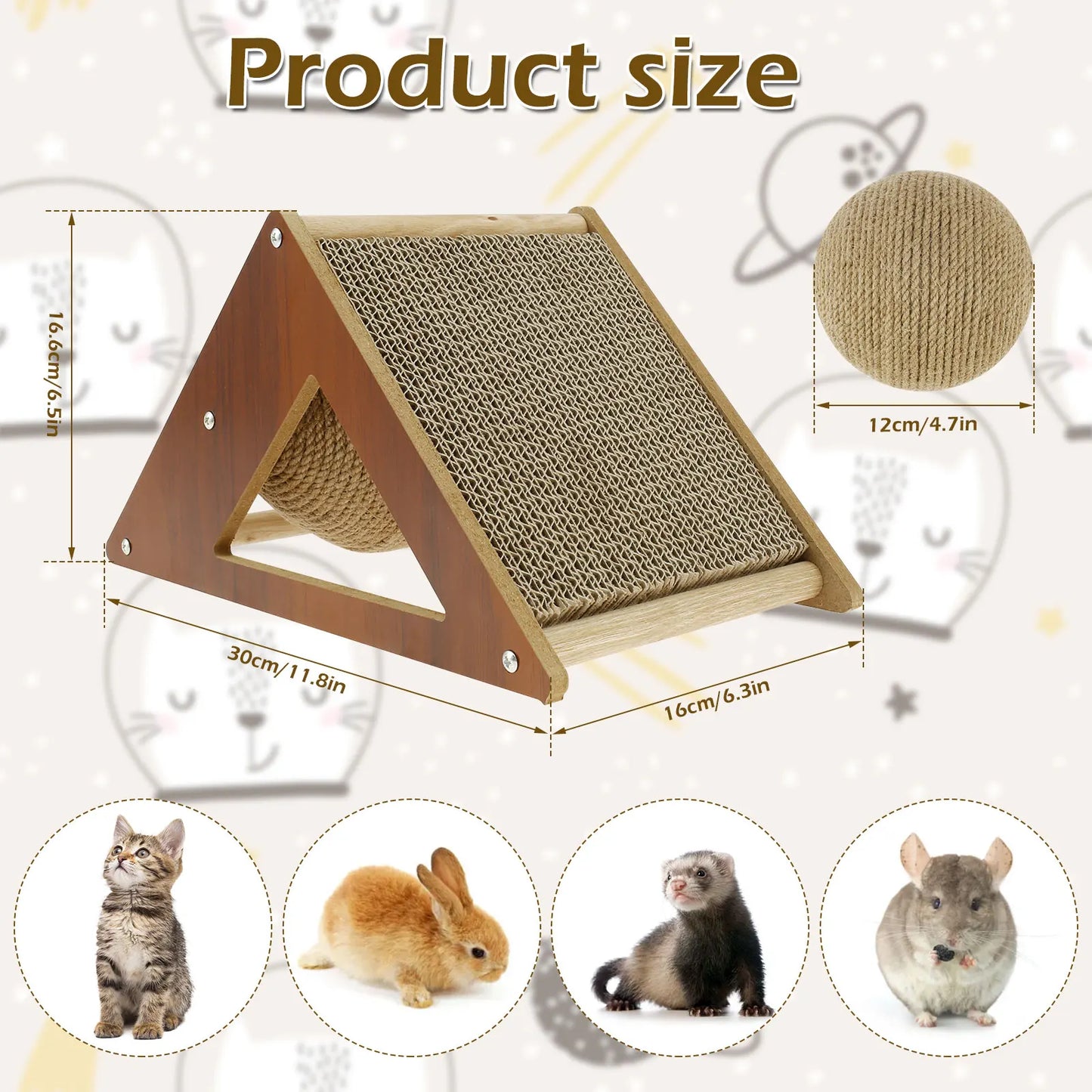 Cat Scratching Ball Toy Sisal Rope Ball Board Grinding Paws Toys Kitten Scratcher Wear-resistant Claw Sharpener Pet Supplies