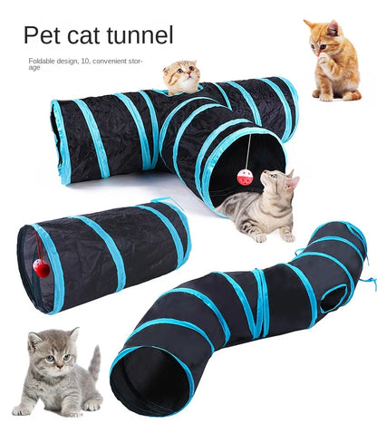 Wear-resistant Cat Play Tunnel Foldable Pet Animal Tunnels with Crinkle Playing Toy for Cats Guinea Pig Rabbits
