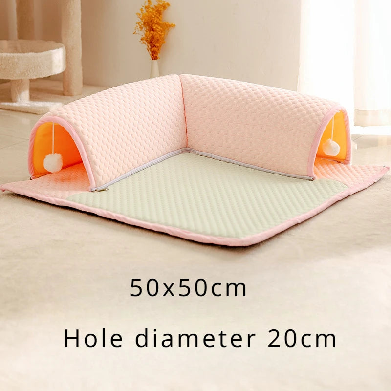 50x50cmSummer Pet Ice Cushion Cat Tunnel Toy Closed Cat Nest Dog Nest Heat Relieving Comfortable Soft and Breathable Mat Pet Bed