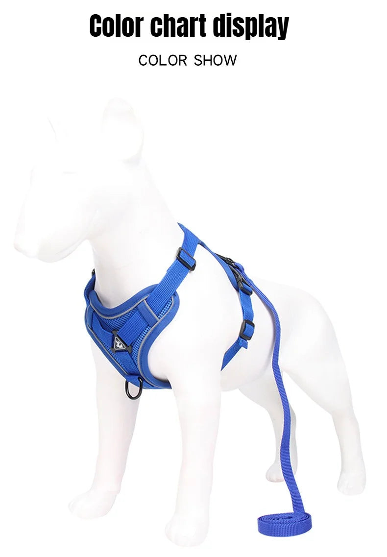 Cat Dog Collar Harness Lead Escape Proof Breathable Leash for Walking Outdoor Easy Control Pet Dog Cat Leash Reflective Harness