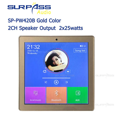 Smart Home Audio 2/4 Channel Wireless Bluetooth Mini Amplifier 4'' Touch Screen FM Radio AUX TF Card Function In Wall Amplifier