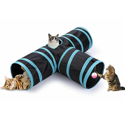 Wear-resistant Cat Play Tunnel Foldable Pet Animal Tunnels with Crinkle Playing Toy for Cats Guinea Pig Rabbits