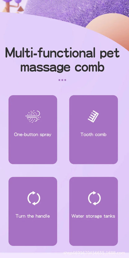 Steamed dog brush with essential oil Electric Spray Cat Hair Brush 3 in1 Dog Steamer Brush for Massage Pet Grooming Removing