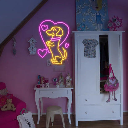 Animal Love Dog Neon Sign Puppy Dimmable LED Neon Light Sign for Wall Decor Room Party Pet Shop Bedroom Decor Birthday Art Gift