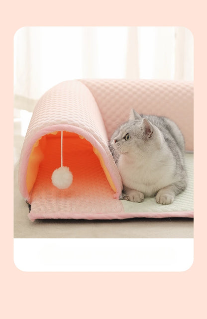 50x50cmSummer Pet Ice Cushion Cat Tunnel Toy Closed Cat Nest Dog Nest Heat Relieving Comfortable Soft and Breathable Mat Pet Bed