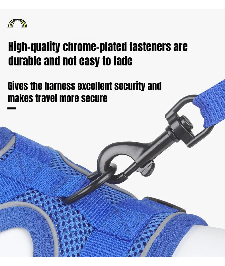 Cat Dog Collar Harness Lead Escape Proof Breathable Leash for Walking Outdoor Easy Control Pet Dog Cat Leash Reflective Harness