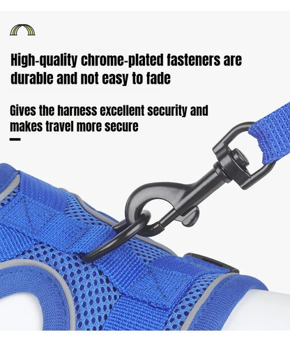 Cat Dog Collar Harness Lead Escape Proof Breathable Leash for Walking Outdoor Easy Control Pet Dog Cat Leash Reflective Harness