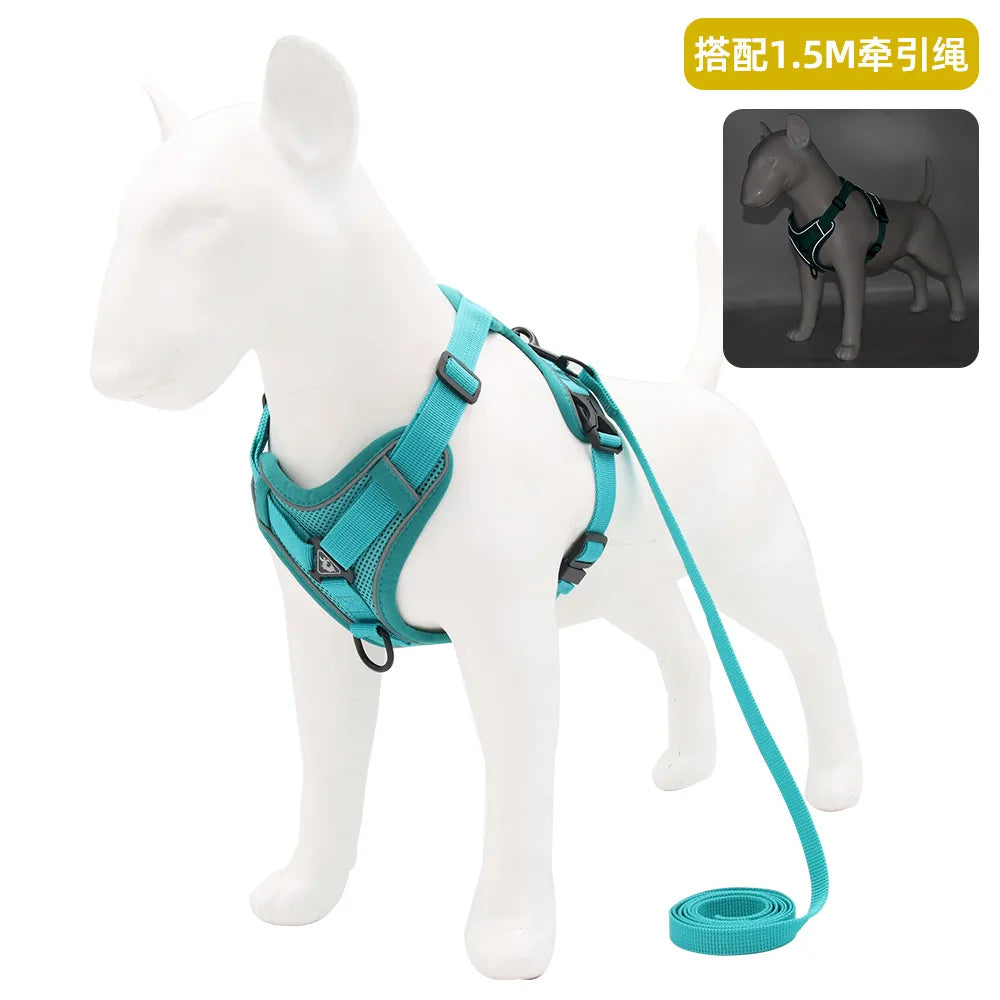 Cat Dog Collar Harness Lead Escape Proof Breathable Leash for Walking Outdoor Easy Control Pet Dog Cat Leash Reflective Harness