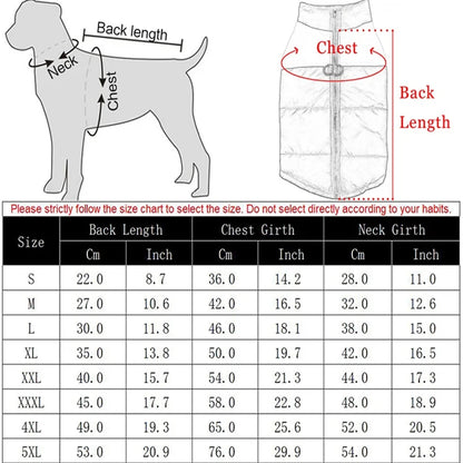 Waterproof dog Clothing Pet Coat Winter thermal vest Thickened zipper jacket Dog clothing for small to medium sized dogs