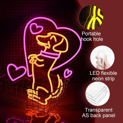 Animal Love Dog Neon Sign Puppy Dimmable LED Neon Light Sign for Wall Decor Room Party Pet Shop Bedroom Decor Birthday Art Gift