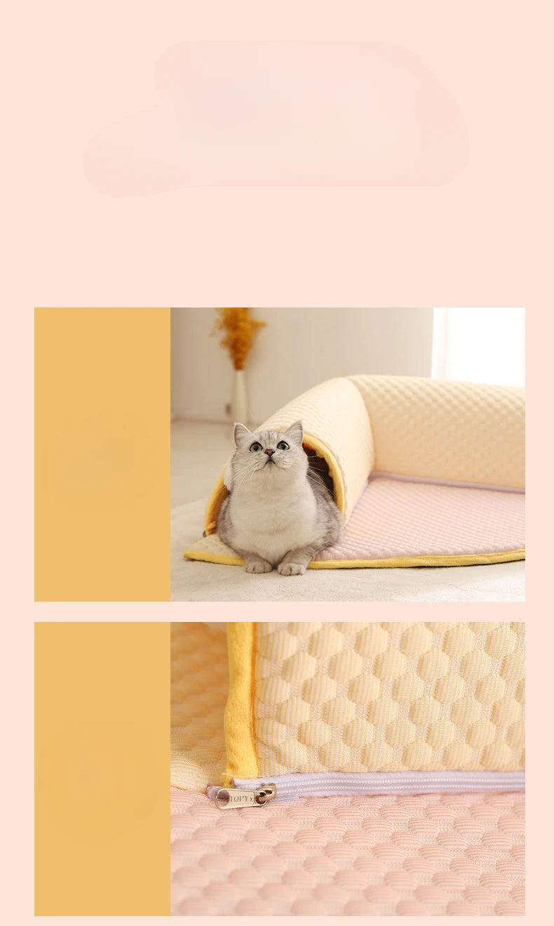 50x50cmSummer Pet Ice Cushion Cat Tunnel Toy Closed Cat Nest Dog Nest Heat Relieving Comfortable Soft and Breathable Mat Pet Bed
