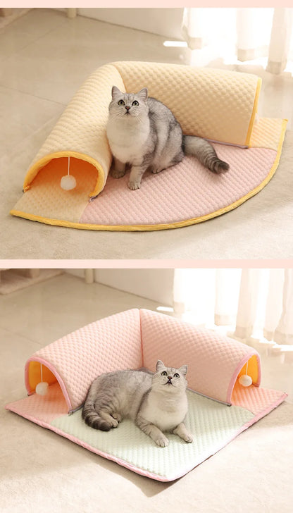 50x50cmSummer Pet Ice Cushion Cat Tunnel Toy Closed Cat Nest Dog Nest Heat Relieving Comfortable Soft and Breathable Mat Pet Bed