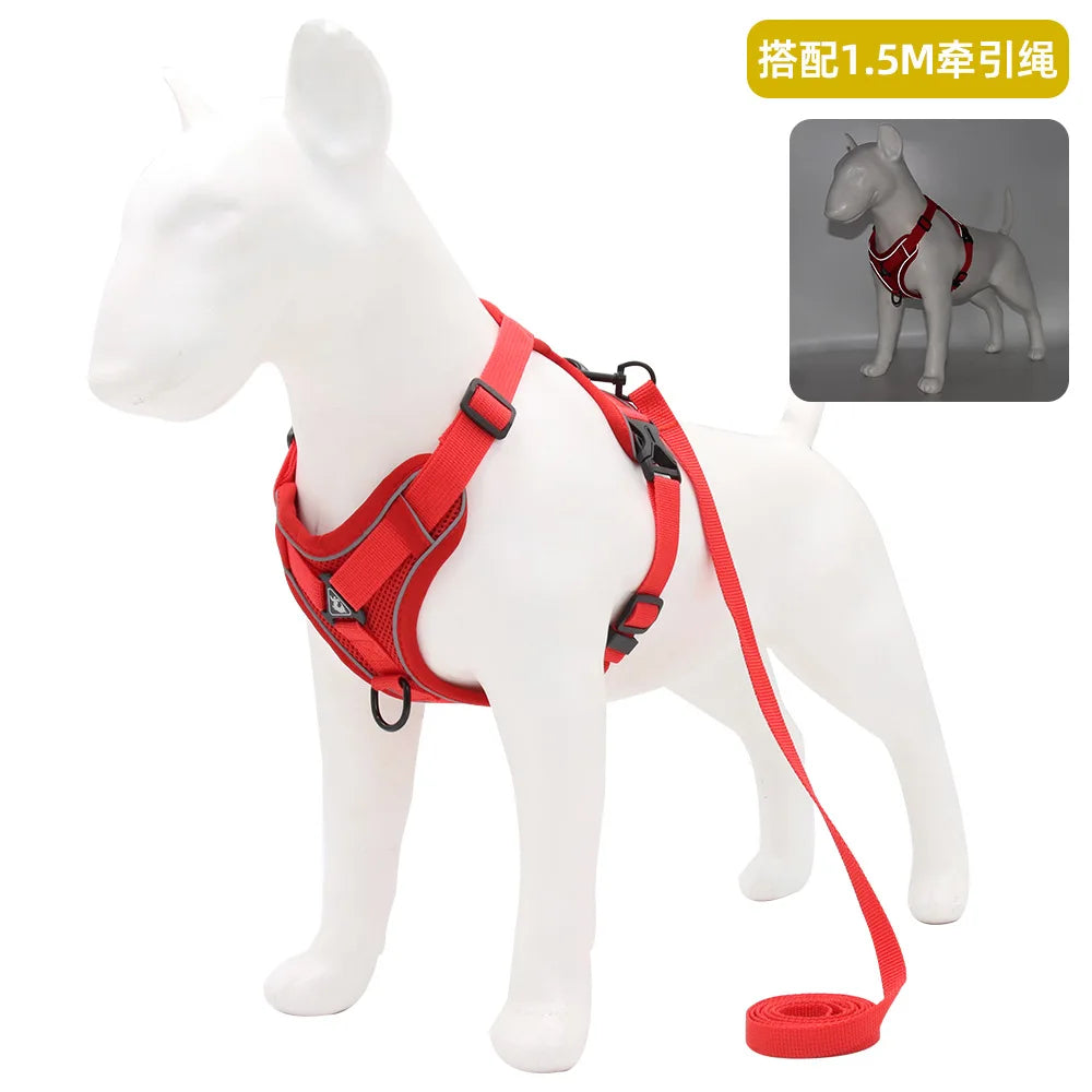 Cat Dog Collar Harness Lead Escape Proof Breathable Leash for Walking Outdoor Easy Control Pet Dog Cat Leash Reflective Harness